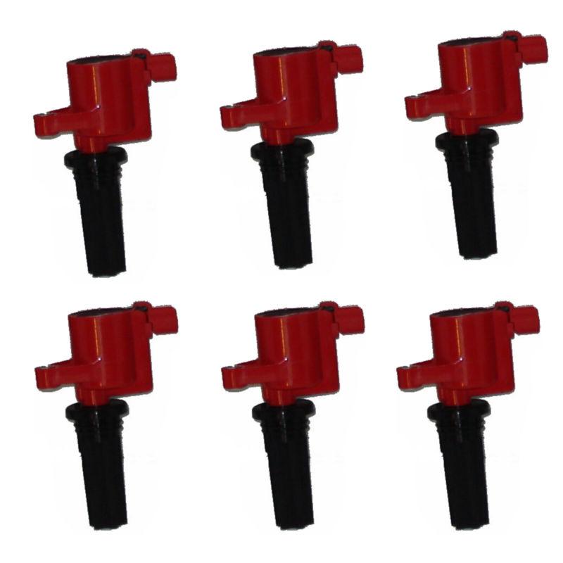 Ignition coil set of 6 pack cop multispark blaster epoxy ford 3.0l red