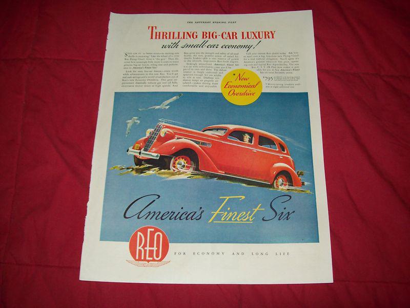 1936 reo car ad- america's finest six- red