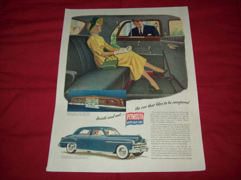 1950 plymouth four door car ad- blue