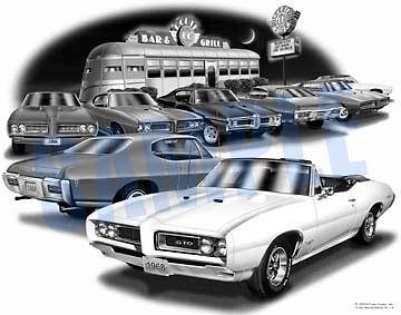 Pontiac gto 1968 convertible muscle car art auto print   ** free usa shipping **