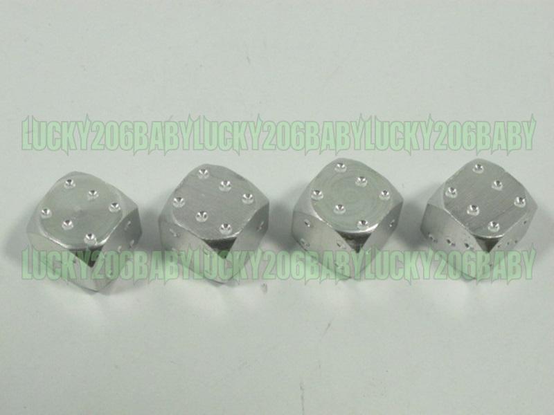 Tyre valve dust cap dice motorcycle wheel 4pcs silver