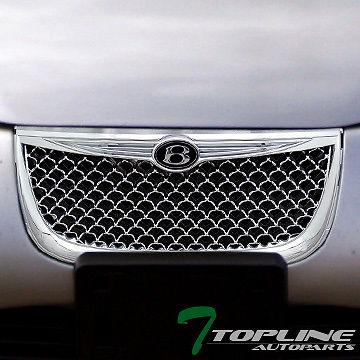 Chrome mesh front hood bumper grill grille+ *b* emblem badge 1999+ chrysler 300m