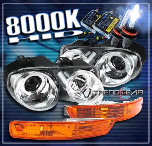 98-01 acura integra halo projector head lights lamp+amber bumper+8000k hid 99 00