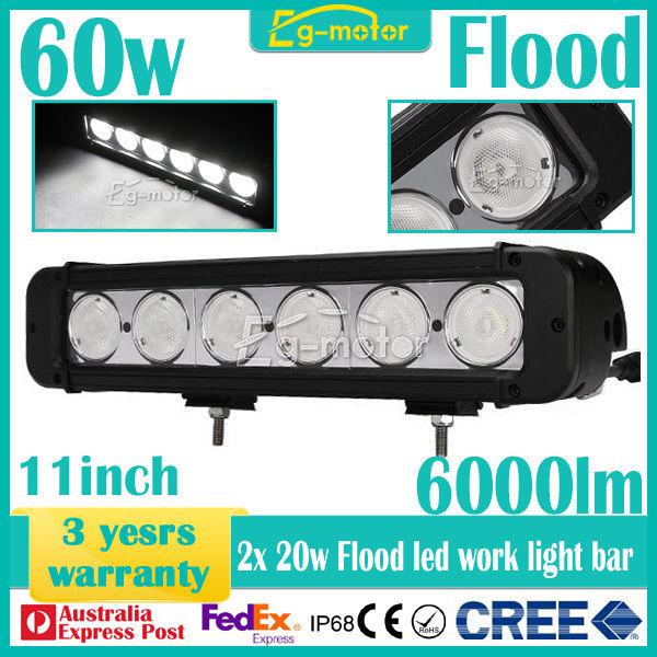 60w 6000lm cree flood beam led work light bar offroad car truck boat 4wd suv atv