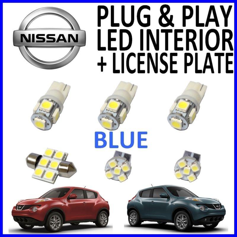 6 piece super blue led interior package kit + license plate tag lights nj1b