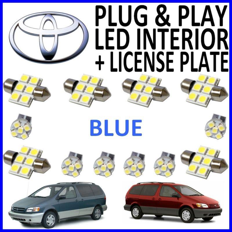 12 piece super blue led interior package kit + license plate tag lights ts2b