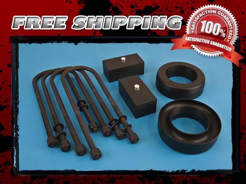 Black aluminum coil spacer lift kit front 3" rear 3" block u-bolt 4x2 2wd