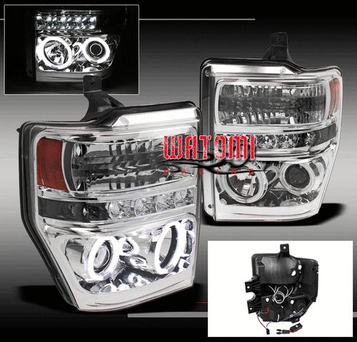 08 09 10 ford f250 f350 super duty ccfl halo drl led projector headlights chrome