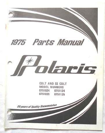 1975 polaris colt and colt ss   snowmobile  parts catalog book original