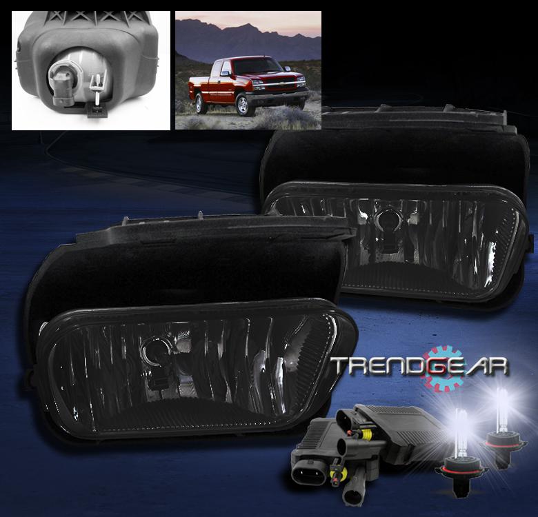 03-06 chevy silverado/02+ avalanche bumper driving smoke fog light+8000k hid kit