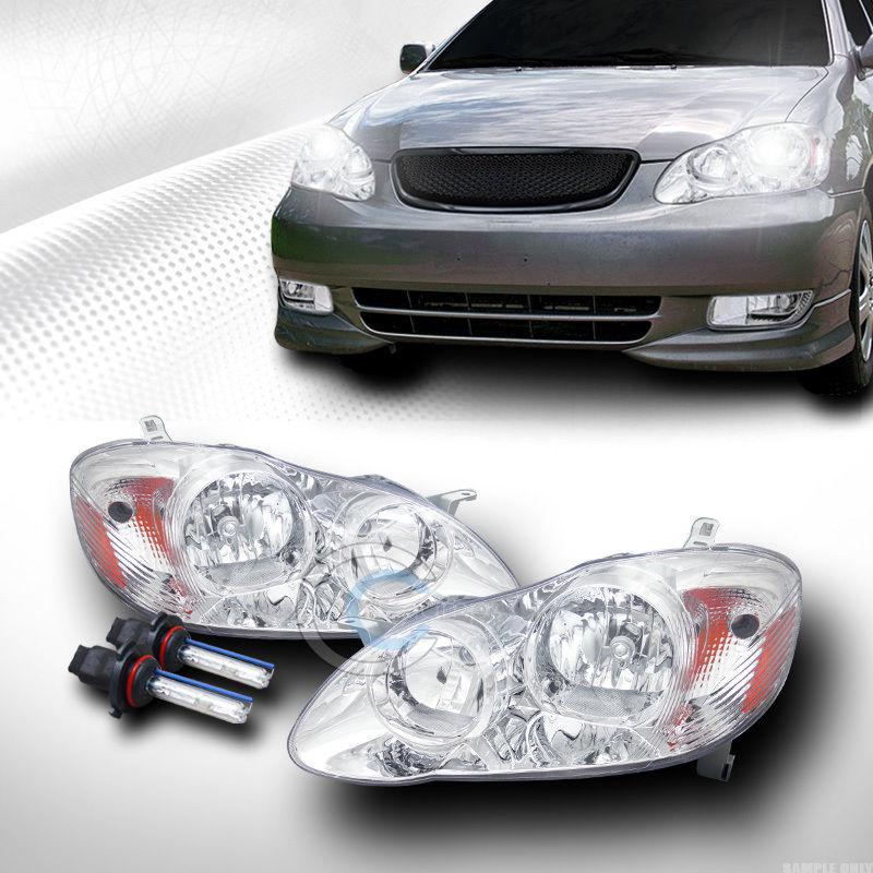 6000k hid xenon jdm chrome head lights parking signal amber 03-08 toyota corolla