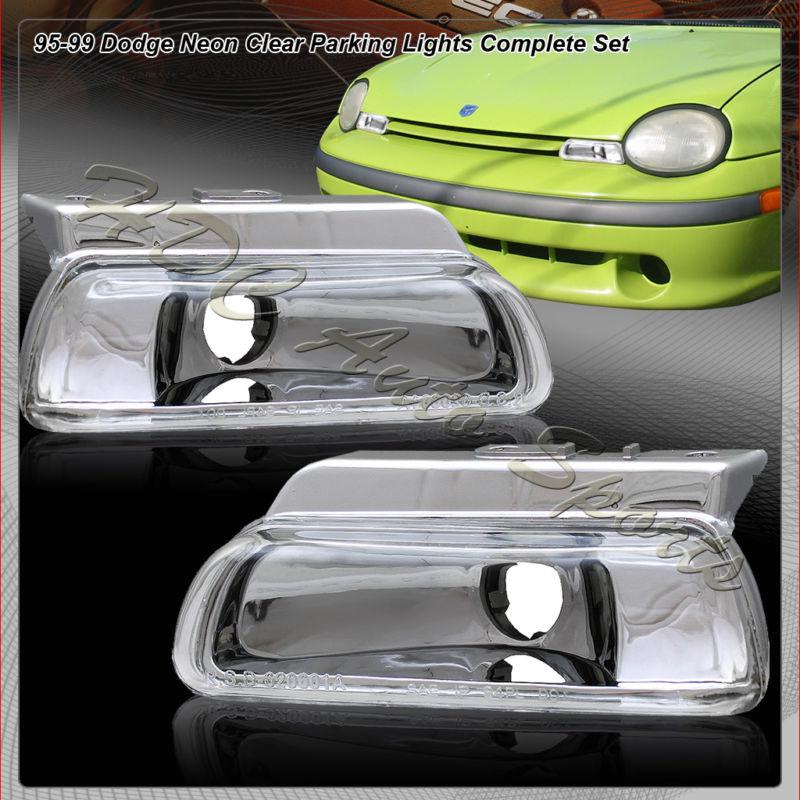 1995-1999 dodge neon chrome housing clear lens front parking bumper light lamps