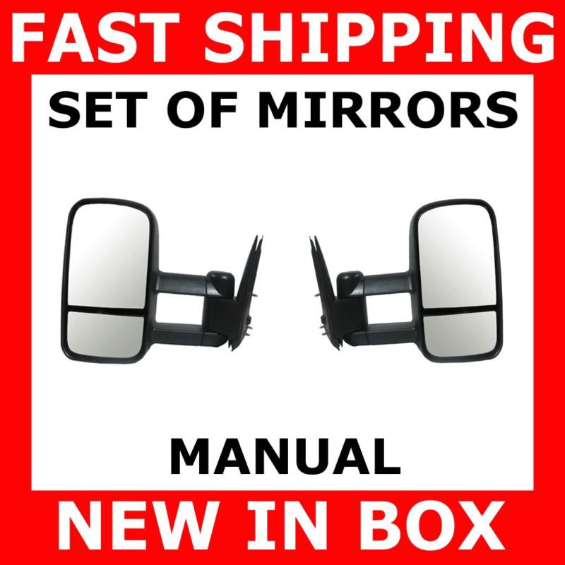 New mirror 99-06 silverado sierra manual tow towing extend telescopic set pair