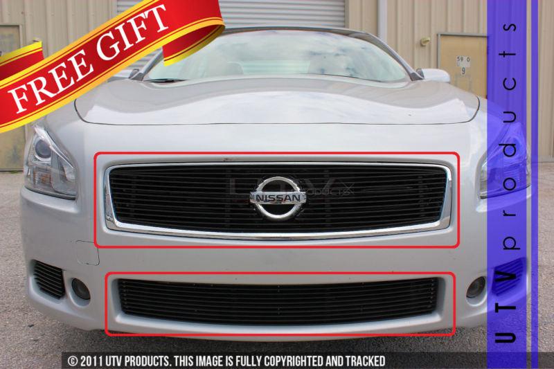 2012 - 2013 nissan maxima 2pc combo black billet grille kit overlay 12 13 