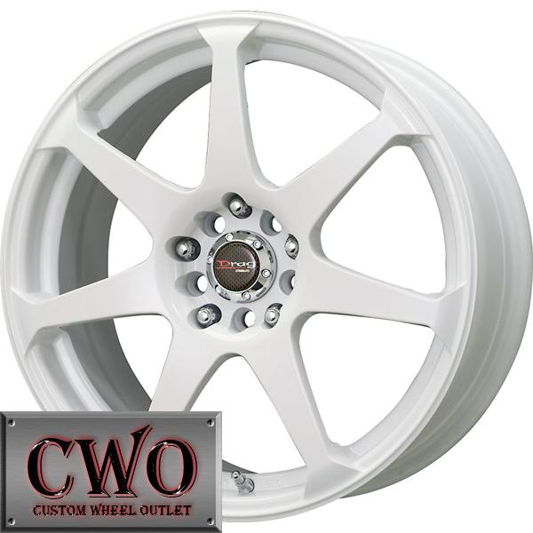 17 white drag dr-33 wheels rims 5x100/5x114.3 5 lug civic mazda 3 6 wrx accord