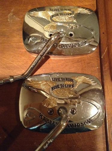 Chrome and gold stamped logo original harley davidson right&left mirrors low$