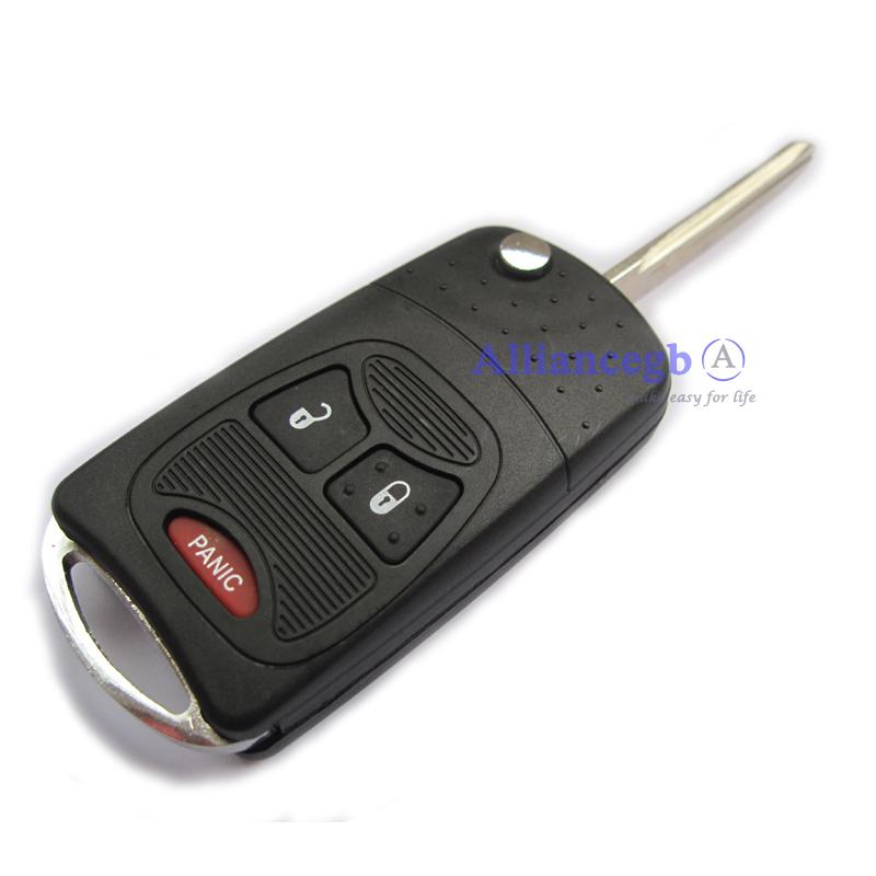 Flip folding remote key shell case fob for chrysler dodge caliber 2+panic btn