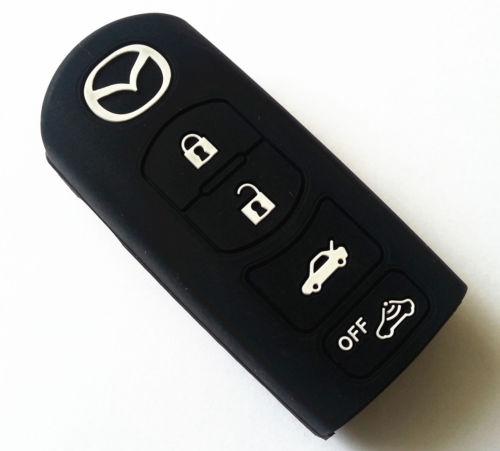 Black silicone key case cover for mazda 4 button smart key 3 5 6 cx-7 cx-9 mx-5