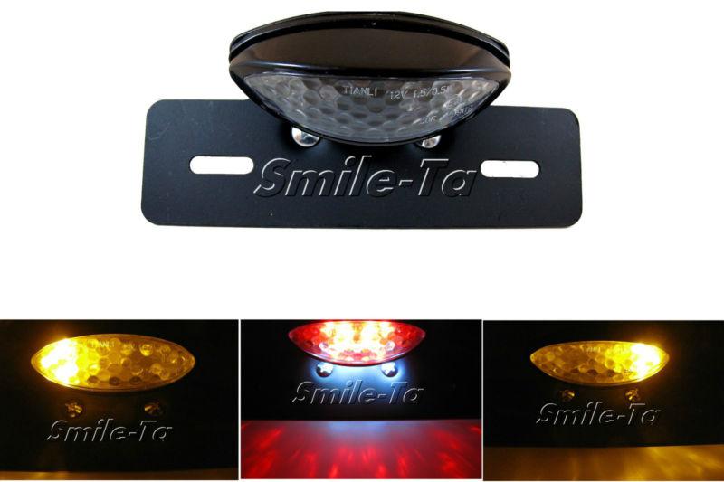 Motorcycle led ktm turn/brake/running/license taillight clear lens black bracket