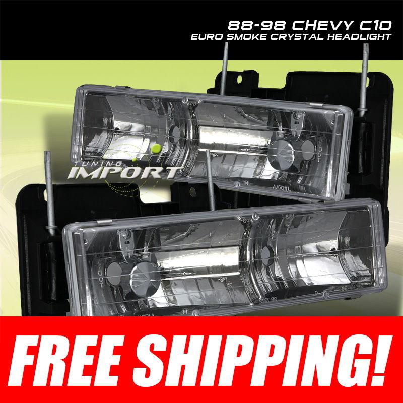 New pair pickup truck euro smoke crystal headlight lamp assembly lh rh