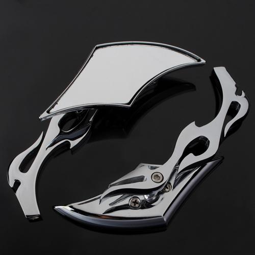 10mm motorcycle chrome flame mirror pair for kawasaki suzuki honda yamaha harley