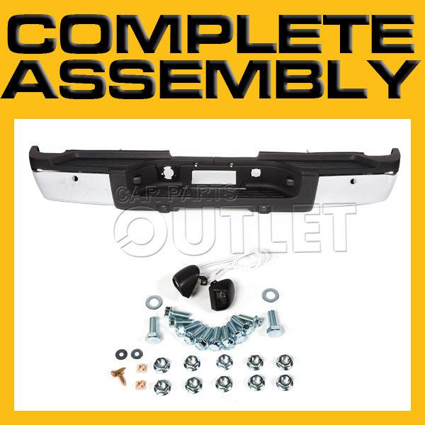 2007-2010 silverado 3500 hd dually rear step bar chrome bumper assy sensor hole