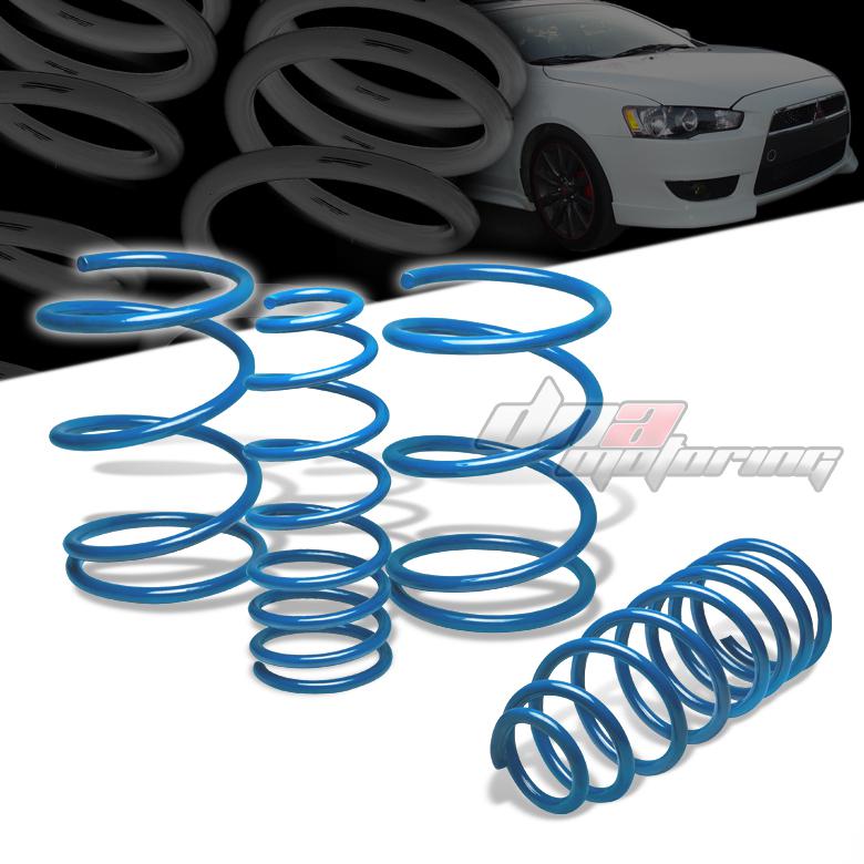 08-12 mit lancer cy2a 4b12 blue 1" drop suspension lowering springs f235/r175lb