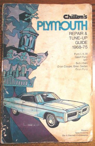 1968-1975 full size plymouth rwd car chilton&#039;s tune up guide &amp; repair manual