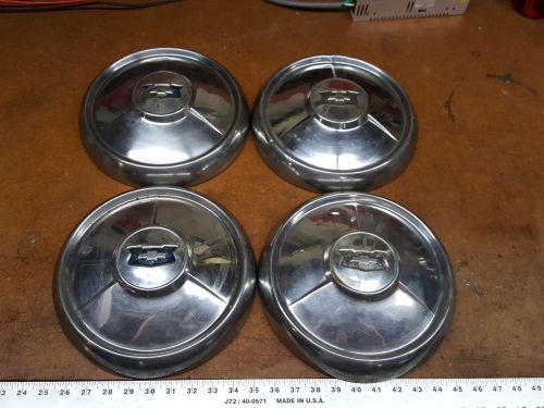 (4) 1954 oem chevrolet chevy bel air 10.5&#034; dog dish poverty hubcaps wheel covers