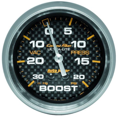 Auto meter 4801 carbon fiber; mechanical boost/vacuum gauge