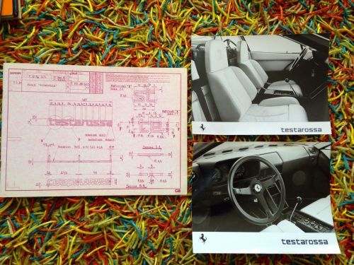 Ferrari testarossa press info manual w/ 2 black &amp; white prints oem printed 3/84