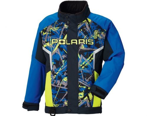 2016 polaris boys youth blue lime triangle ripper warm snowmobile jacke-xs-s-m-l