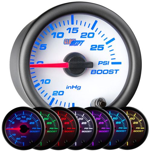 Glowshift white 7 color 52mm boost turbo vacuum gauge w. 7 color illumination