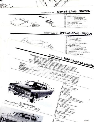 1966 1967 1968 1969 lincoln motor&#039;s original body frame crash illustrations