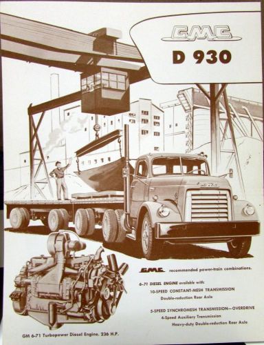 1957 gmc truck d 930 series original data sheet sales brochure