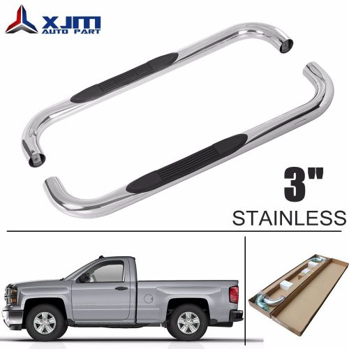 Xjm 3&#034; chrome nerf bar for 99-16 chevy silverado regular cab  running board