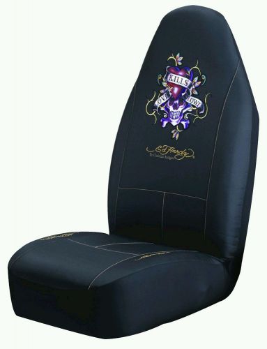 Ed hardy seat covers &#034;love kills&#034;-universal bucket front seat