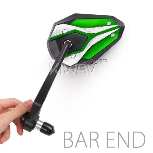 New! bar end mirrors convex viper ii green &amp; black for custom harley bikes