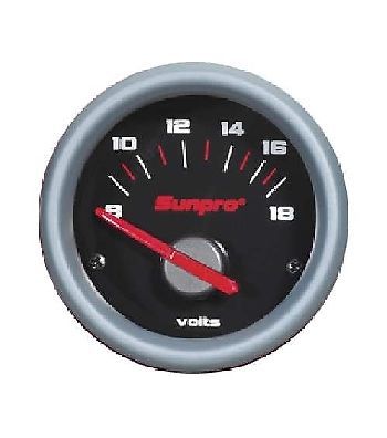 Sunpro electrical volt gauge black / aluminum bezel 0-18v newcp7007 new!