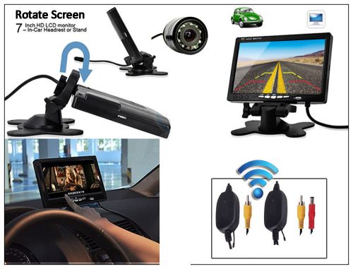 Wireless car rear view system backup camera night vision+7&#034; tft lcd monitor kit