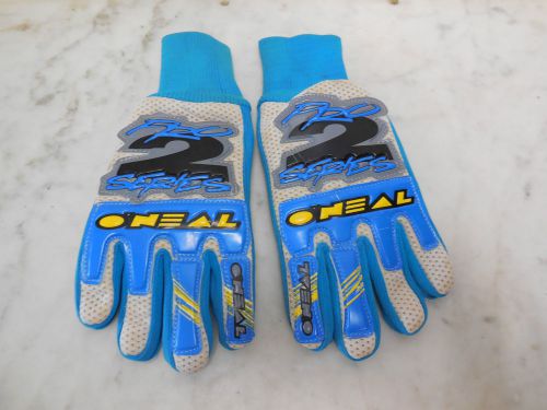 Vtg o&#039;neal pro 2 series racing blue leather motocross motorcycle gloves sz med-9