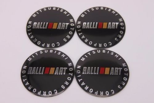 4 pcs  ralliart badge wheel rim hub center cap sticker decal for mitsubishi 65mm