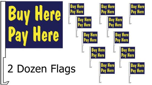Car dealer supplies 24 car window clip on flags buy here pay here blue &amp; yellow