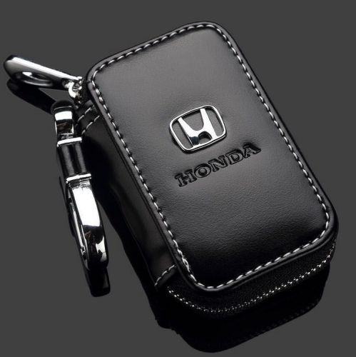 100% genuine leather car key holder key chain ring case bag for honda