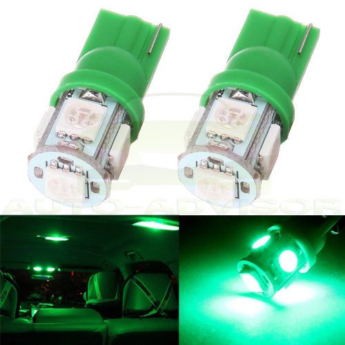 2x green t10 w5w 158 168 194 wedge led bulbs dashboard panel side light lamp car