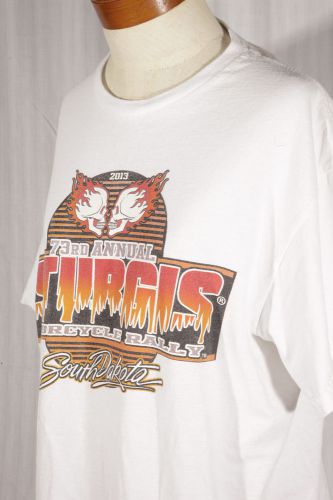 Sturgis motorcycle rally 2013 size l large white t-shirt /front &amp; back graphics