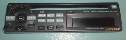 Alpine am-fm cd receiver detachable faceplate cde-7827