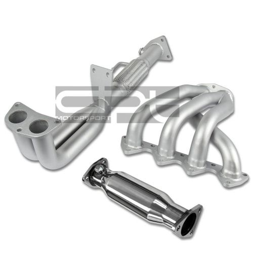 For 97-01 honda prelude base h22 bb6 ceramic coated exhaust header+high flow cat