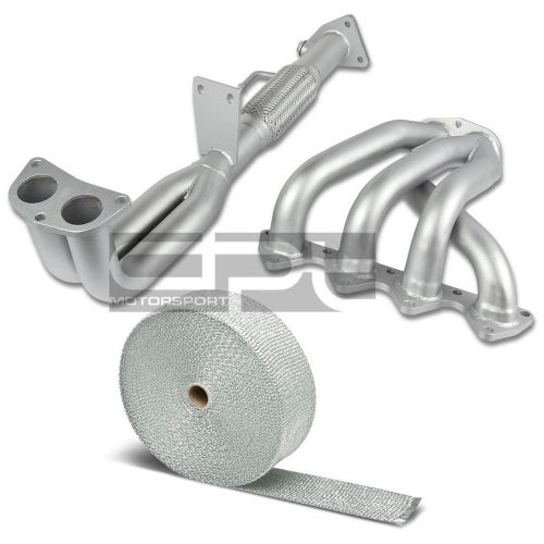 For 97-01 prelude base bb6 h22a stainless ceramic exhaust header+white heat wrap