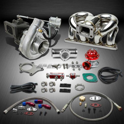 T04 .63ar 400+hp boost 8pc turbo charger+ram horn manifold kit for honda d15/d16